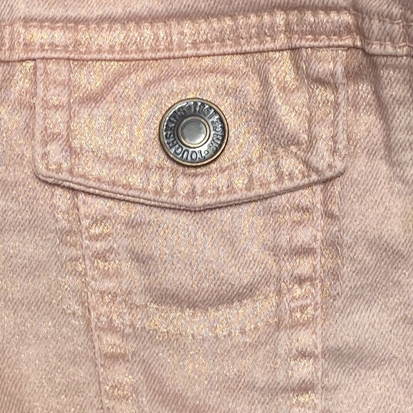 Toughskins Girl's Sparkly Pink Denim Jacket Snap Buttons Size 4 - Picture 8 of 8